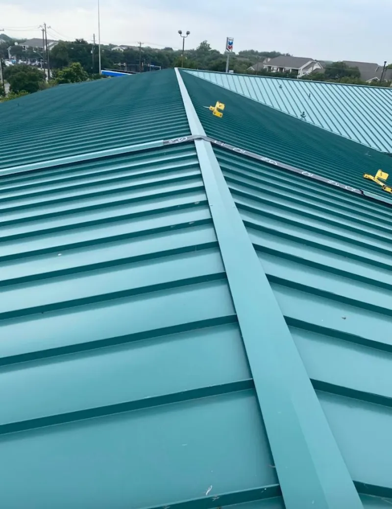 Green commercial metal roof ridge and valley for Metal Roof Repair in Bridgetown
